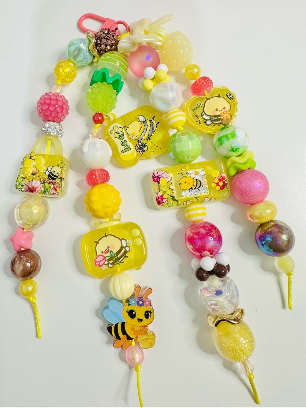 Cute Yellow Bee Beaded Bag Charm